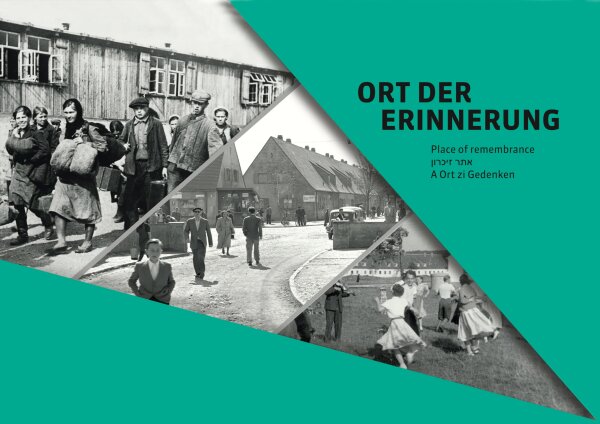 Plakat für das Lager Föhrenwald mit drei alten Fotoausschnitten aus der NS-Zeit