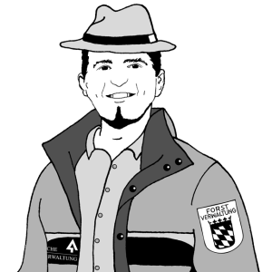 Zeichnung eines Bayerischen Forstbeamten in Dienstkleidung