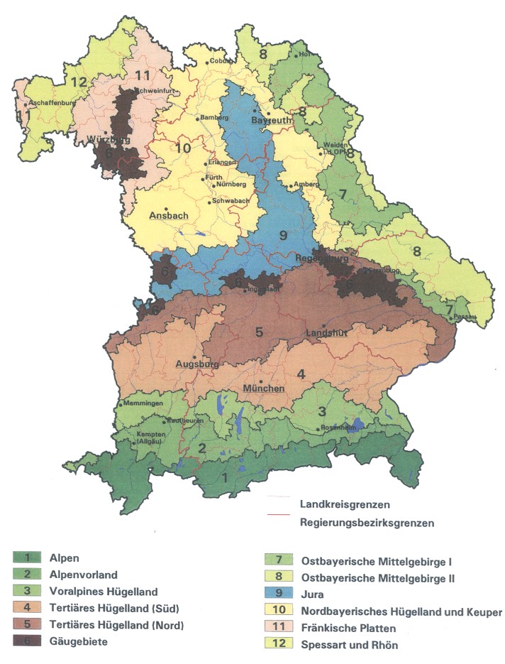 Agrargebiete in Bayern