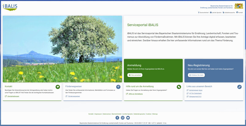 Screenshot der Startseite von iBALIS