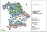 Bayernkarte mit farbig gekennzeichneten Gebieten