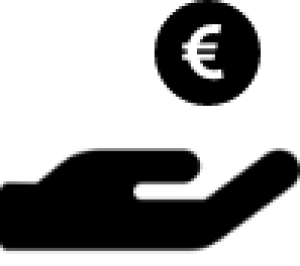 Grafische Darstellung einer Hand mit Eurozeichen in Kreis darüber