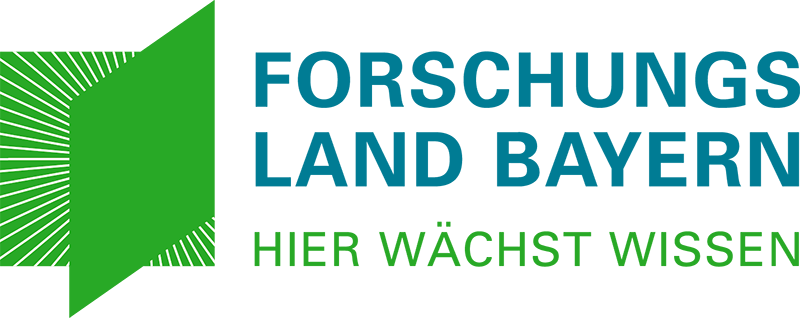 Logo und Schriftzug "Forschungsland Bayern. Hier wächst Wissen"