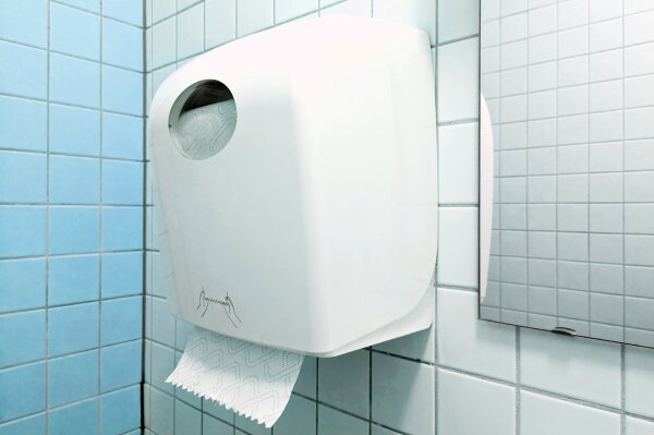Papierhandtuchspender in einem Badezimmer