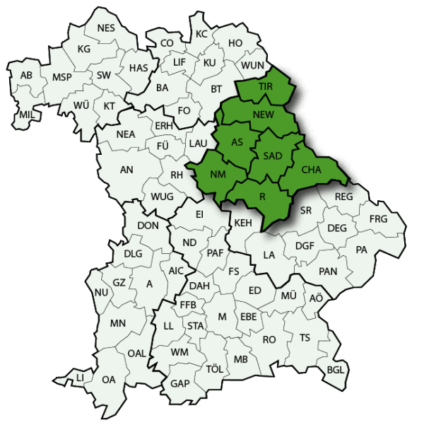Kartenansicht der Oberpfalz