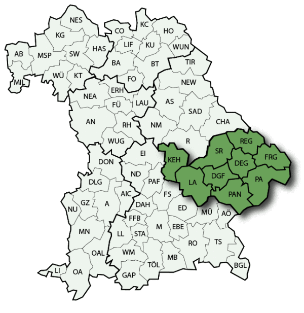 Kartenansicht von Niederbayern