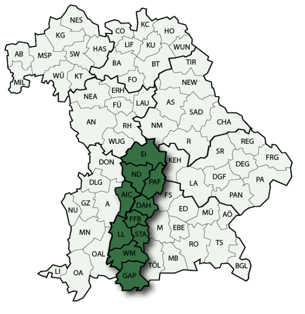 Kartenansicht von Oberbayern West