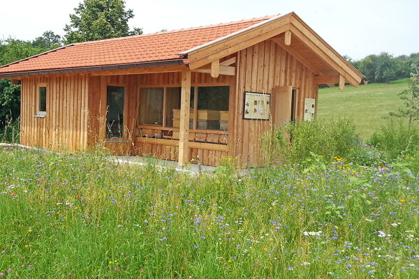 Schaubienenhaus mit Bienengarten