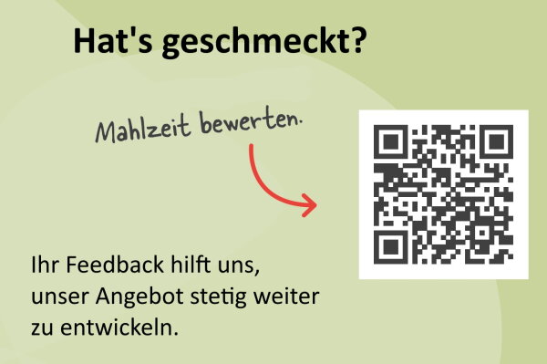 Hat's geschmeckt? QR-Code mit Link zur Essensbewertung bei Organic Garden