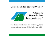 Logo Vertreter der Bayerischen Forstwirtschaft mit Slogan „Gemeinsam für Bayerns Wälder!