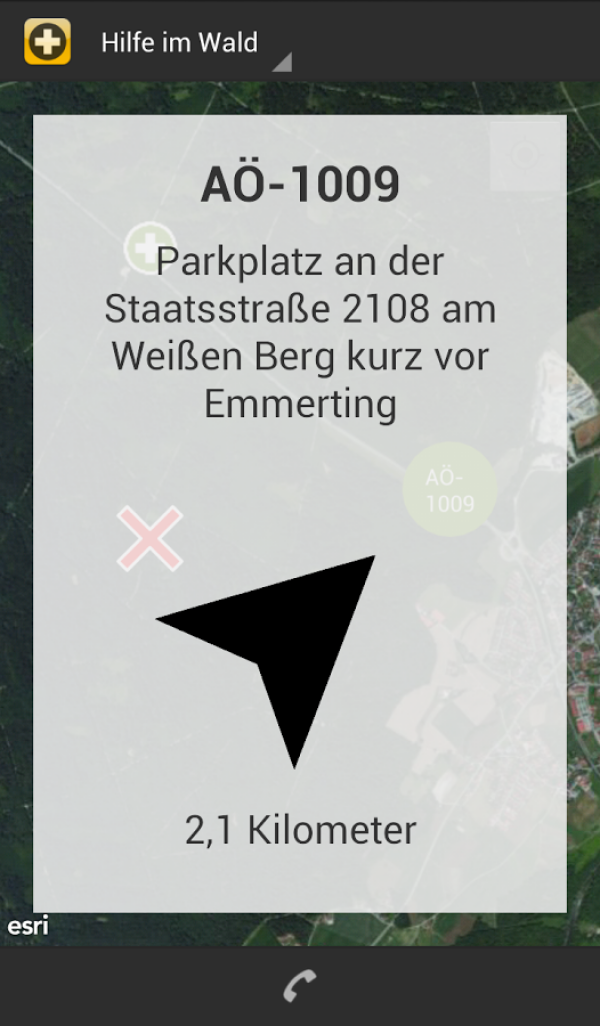 Der Navigationshinweis der App.